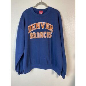 Vintage Denver Broncos Sweatshirt Men Size XL NFL Football Blue Orange Crewneck